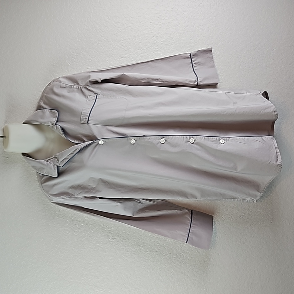 J. Crew | Women's Gray Button Front Cotton Loungewear Nightshirt Pajamas Sz XS